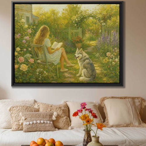 Dipinto olio cane husky